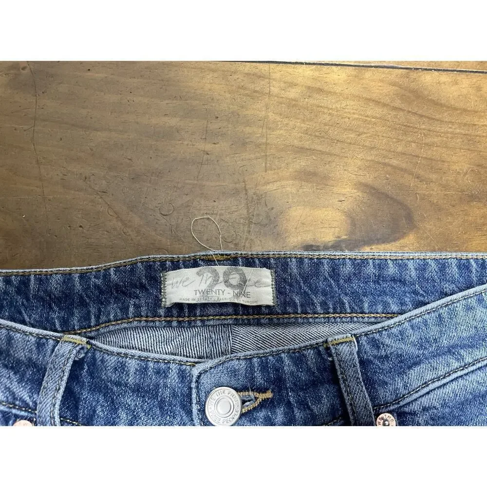 We The Free People Jeans Womens 29 Straight Distressed Boho Hippie Raw Hem